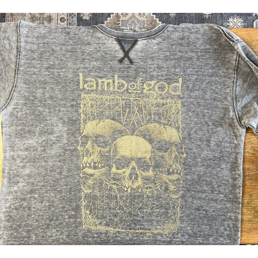 Lamb Of God Shirt Long Sleeve Waffle Knit T-Shirt XXXL 3XL Thermal Faded Style